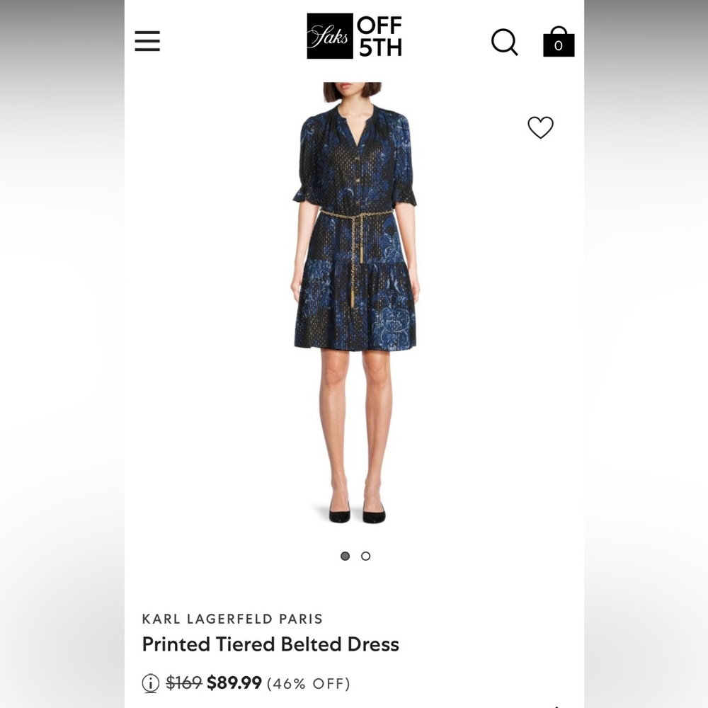 Karl Lagerfeld Navy and Gold Mini Dress
